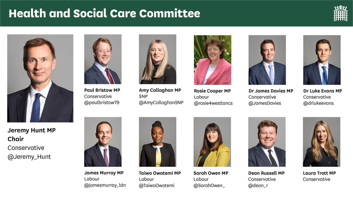Health and Social Care Committee membership as of 3 April 2020. Link shows current select committee membership.