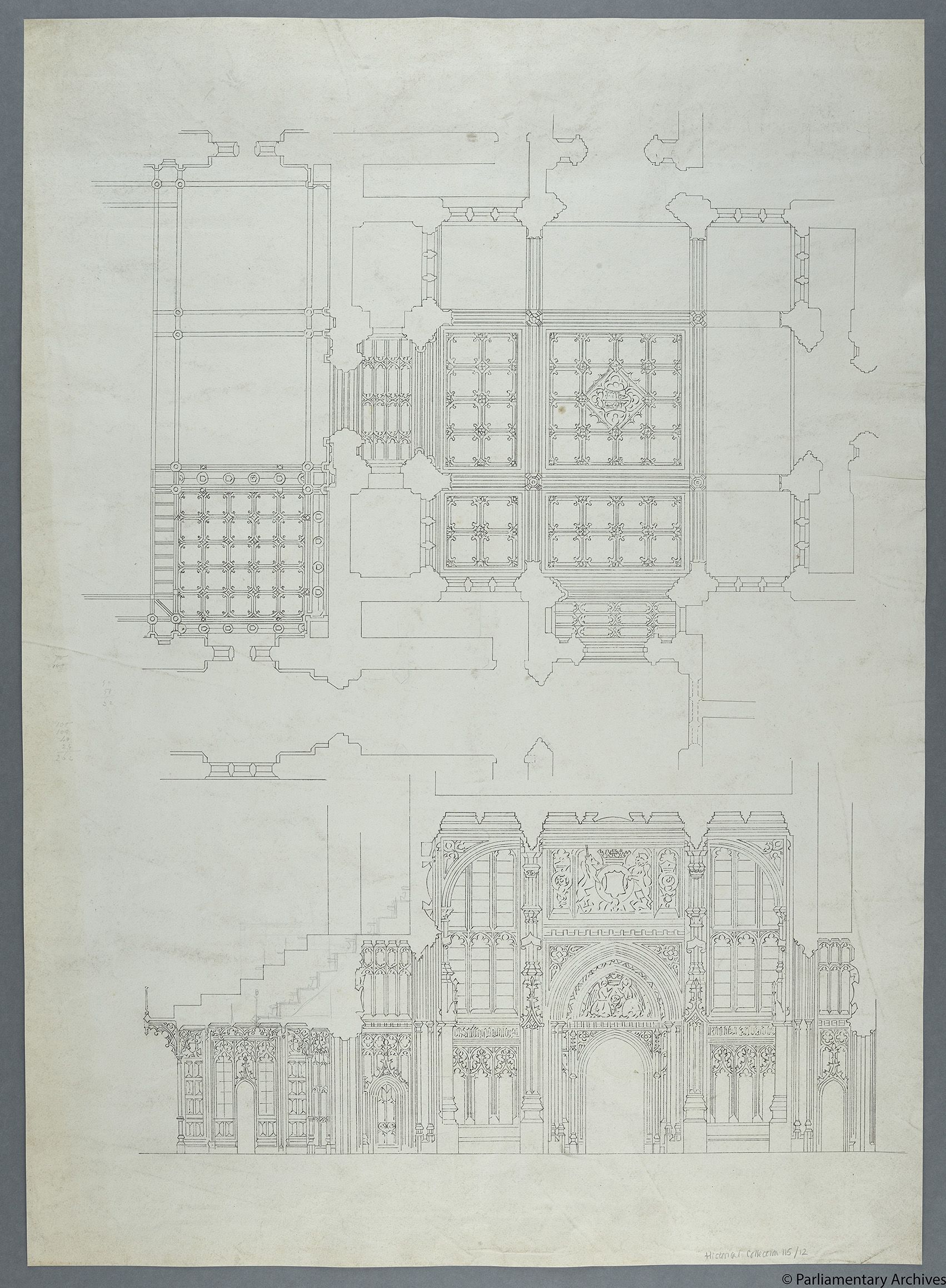 Ornate plan of the proposed Palace of Westminster
