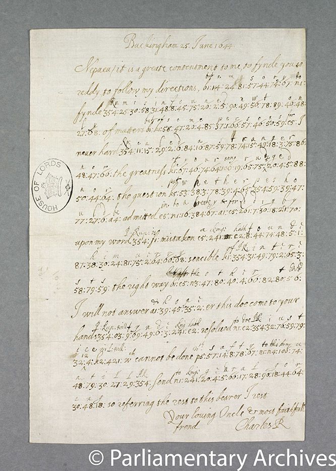 Handwritten partially written in a numeric code. The code has been cracked and the appropriate letters are seen above the letters. 