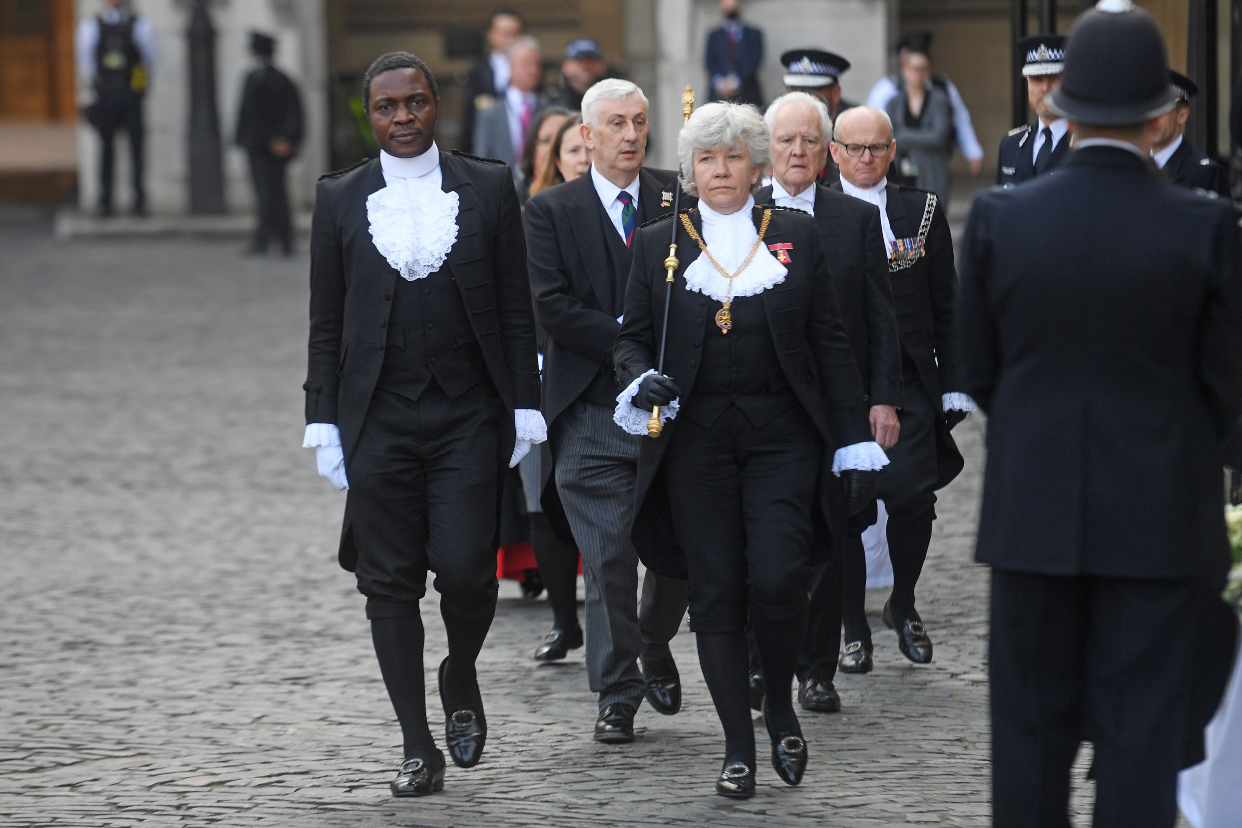 Serjeant at Arms and Black Rod lead procession