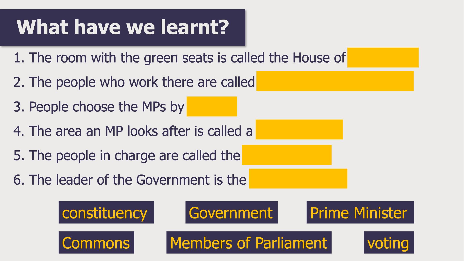 A screenshot of an activity used during an ESOL session
