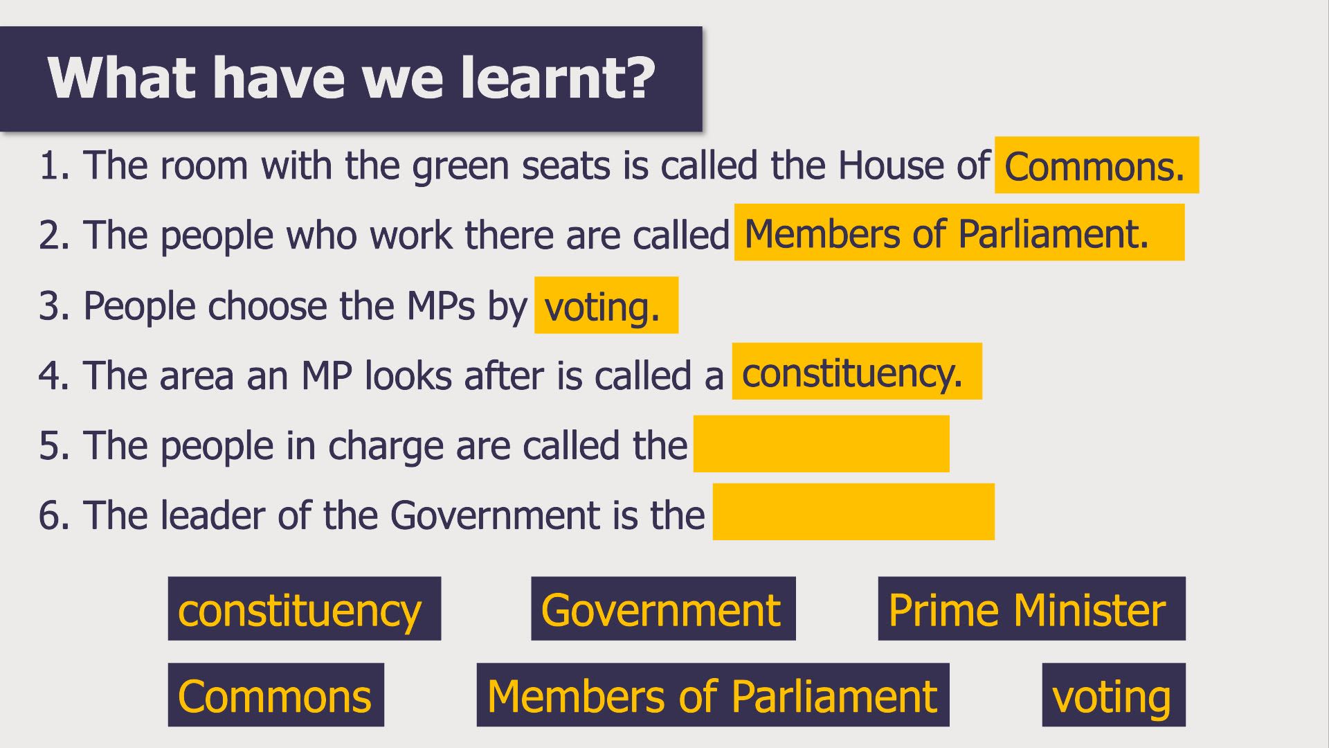 A screenshot of an activity used during an ESOL session