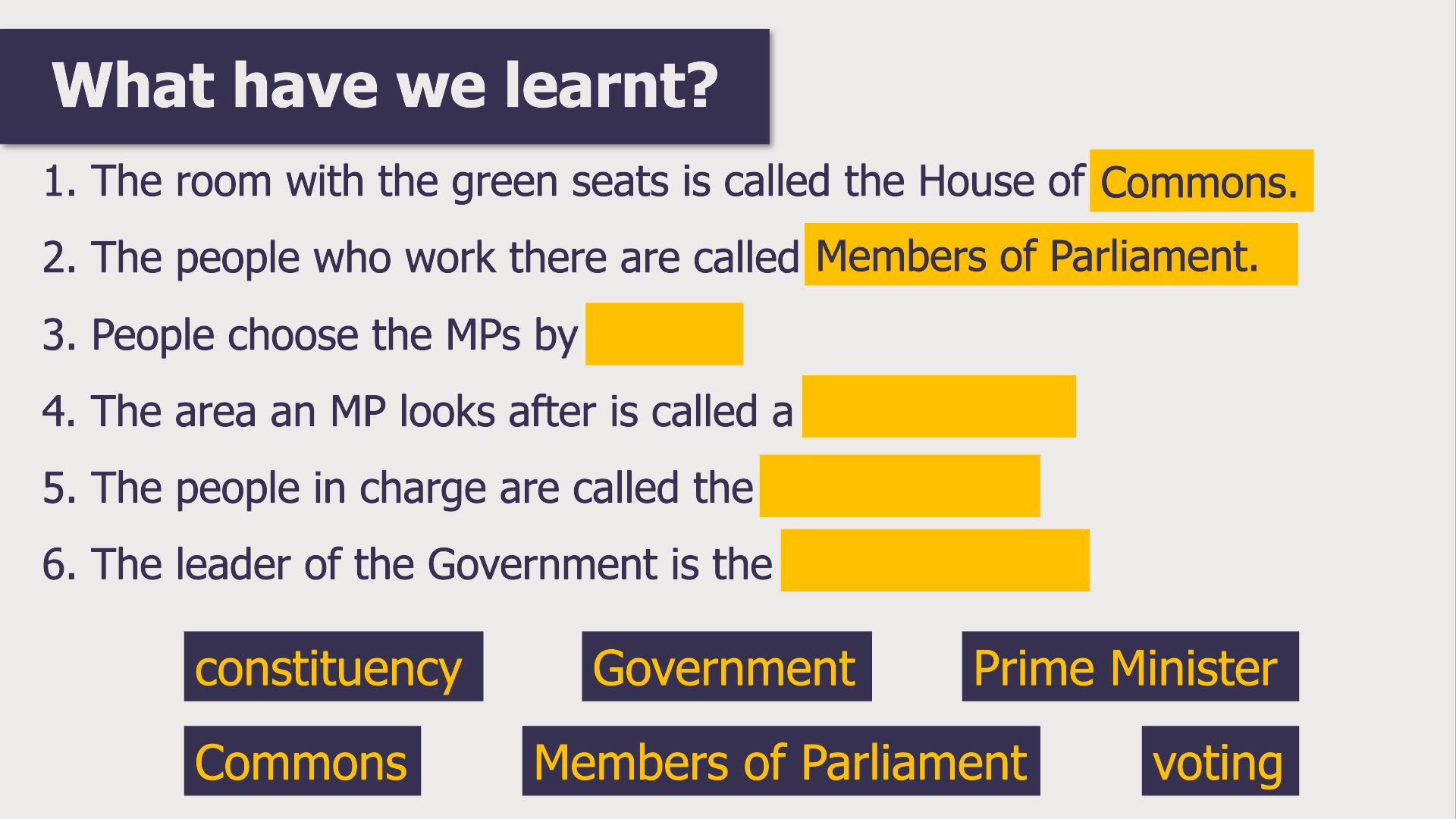 A screenshot of an activity used during an ESOL session