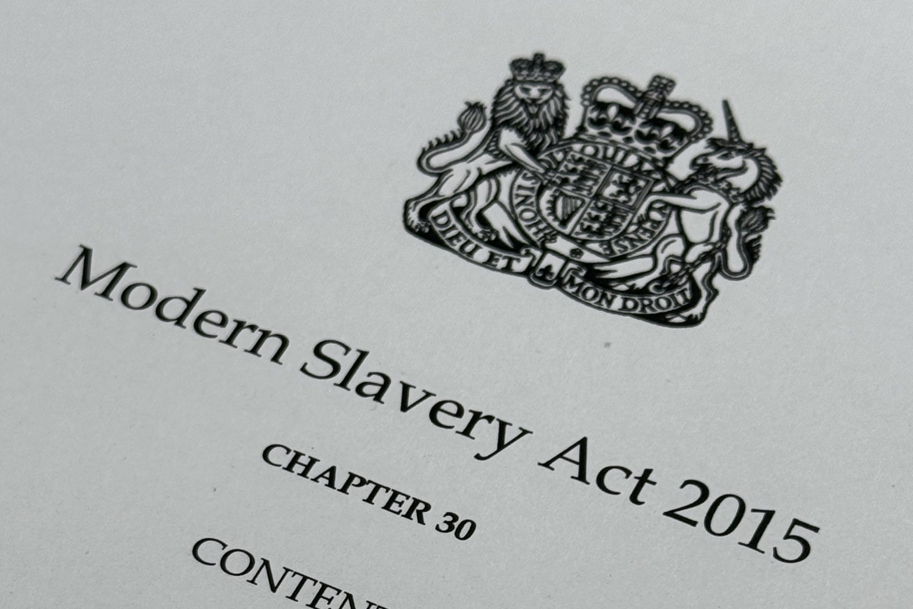 Picture of a hard copy of the Modern Slavery Act