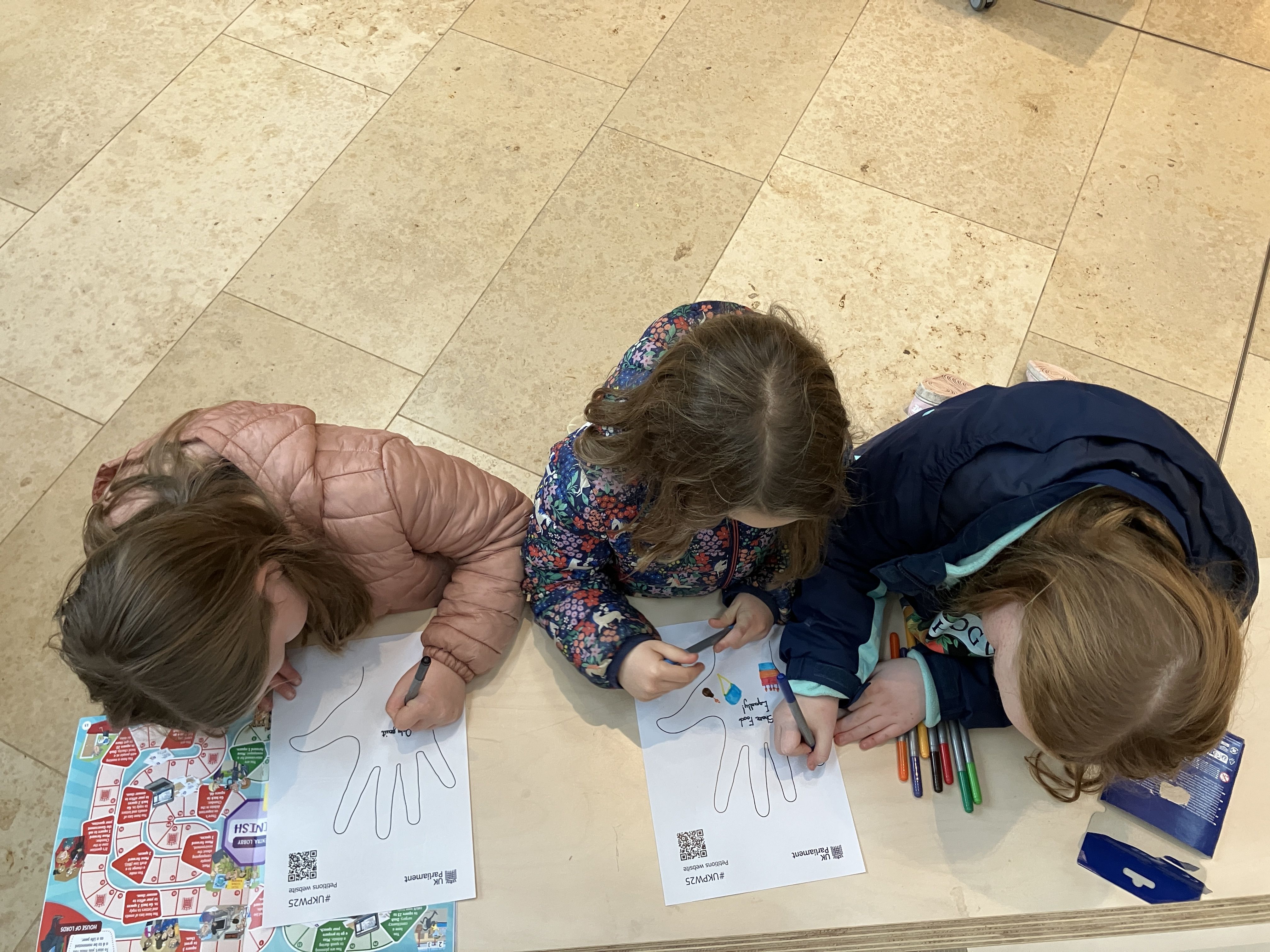 Young people partaking in the Hands On Petitions activity
