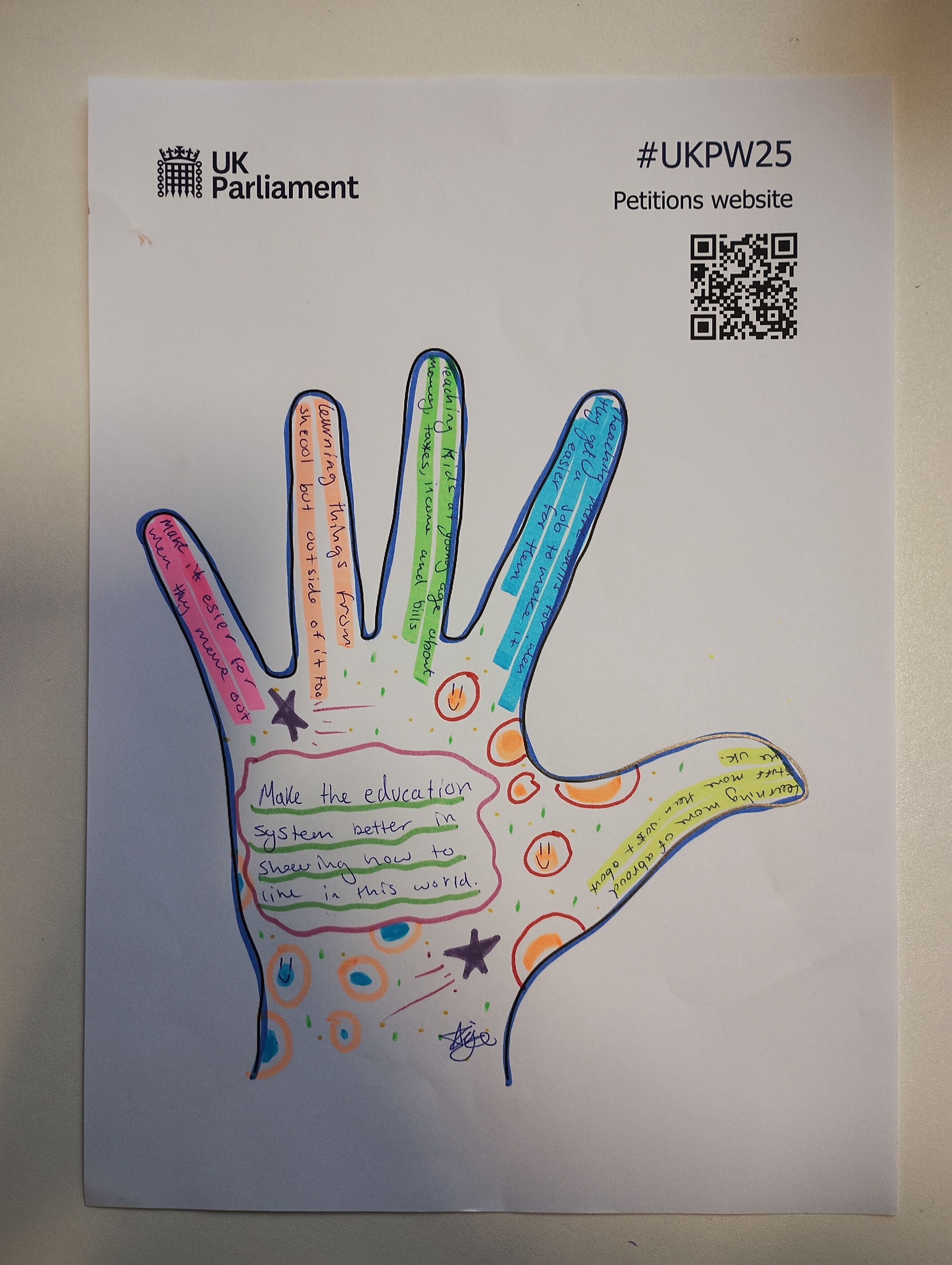 Artwork about petitions made by a participant