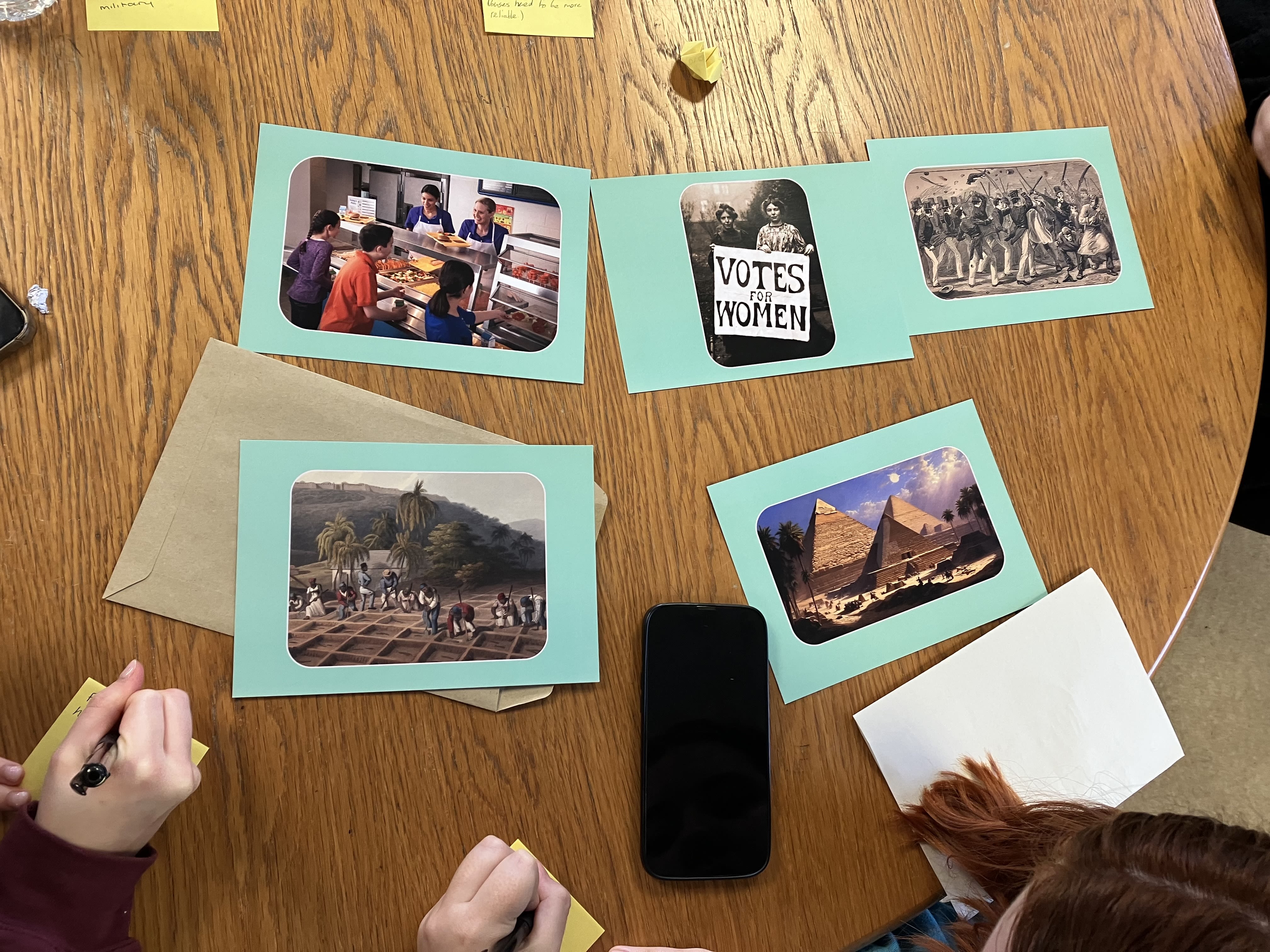A picture of the historic petitions card sort game in action