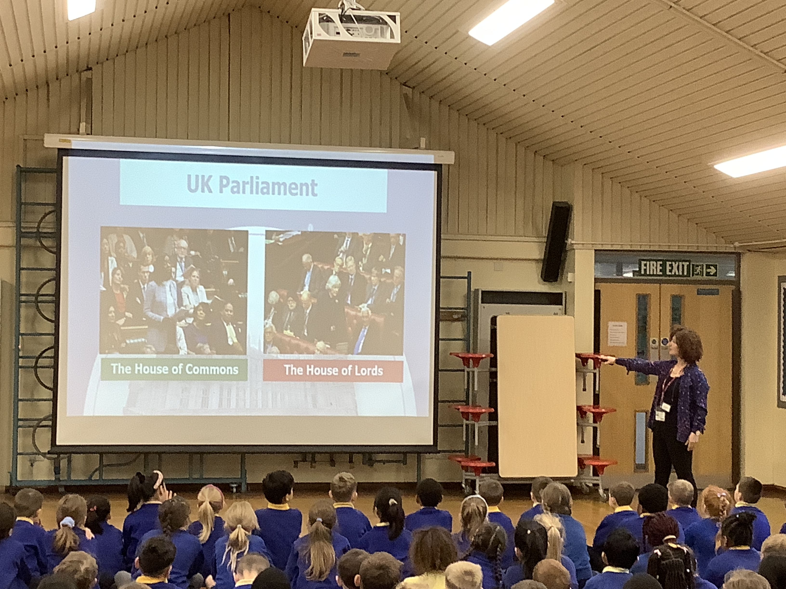 A photograph of the North East officer delivering a session to a primary school