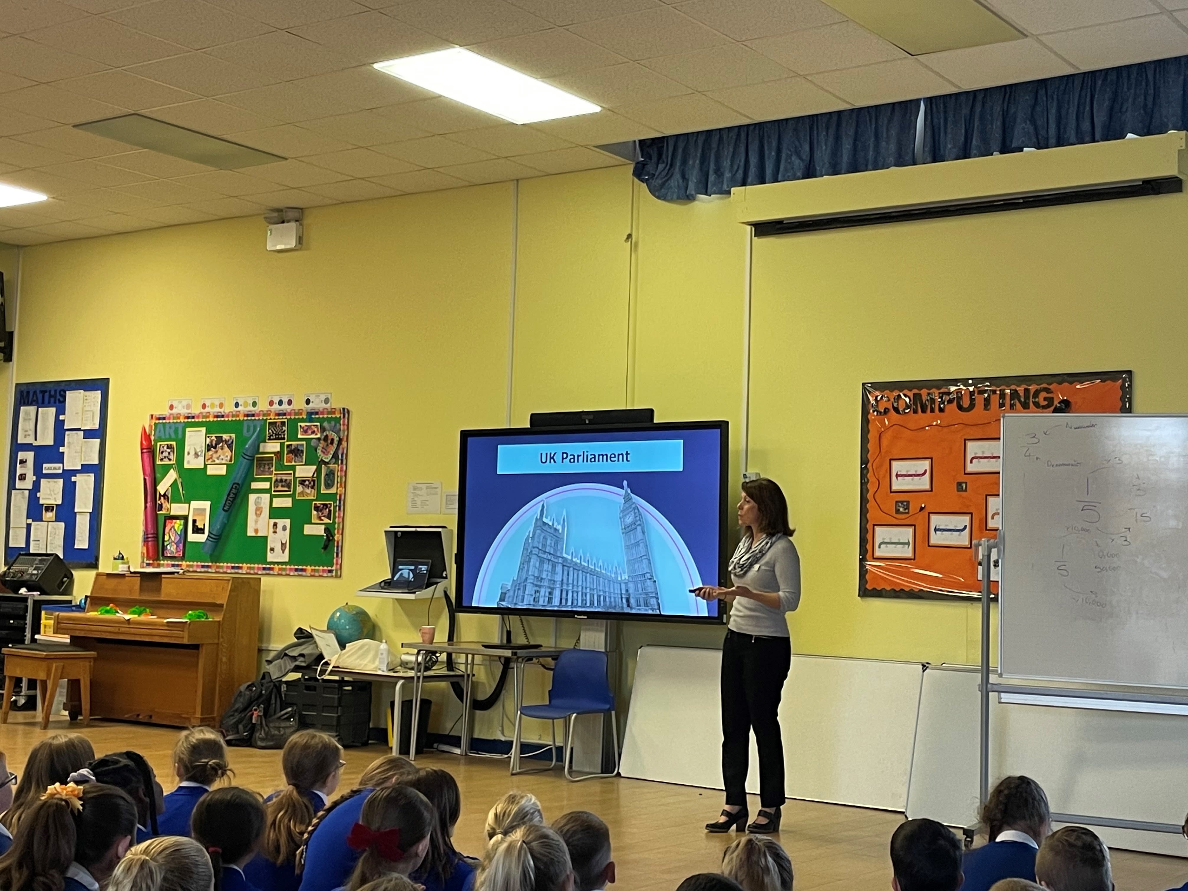 An image of the East of England officer delivering a session to primary students