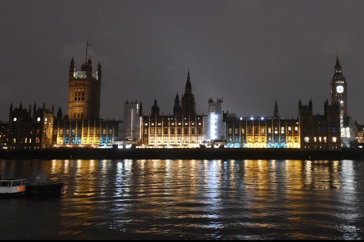 Palace of Westminster was lit up in the colours of the Ukrainian flag