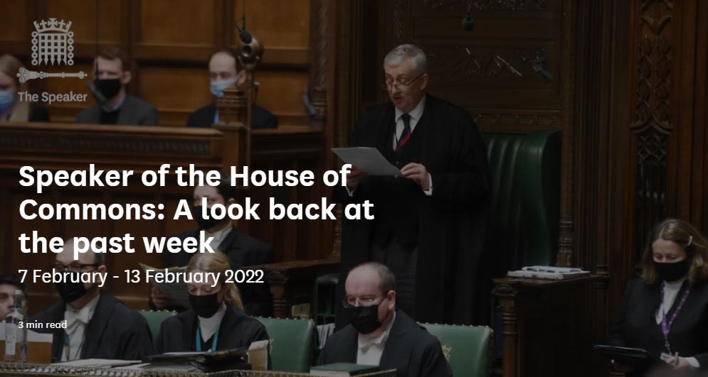 Speaker Of The House Of Commons: A Look Back At The Past Week