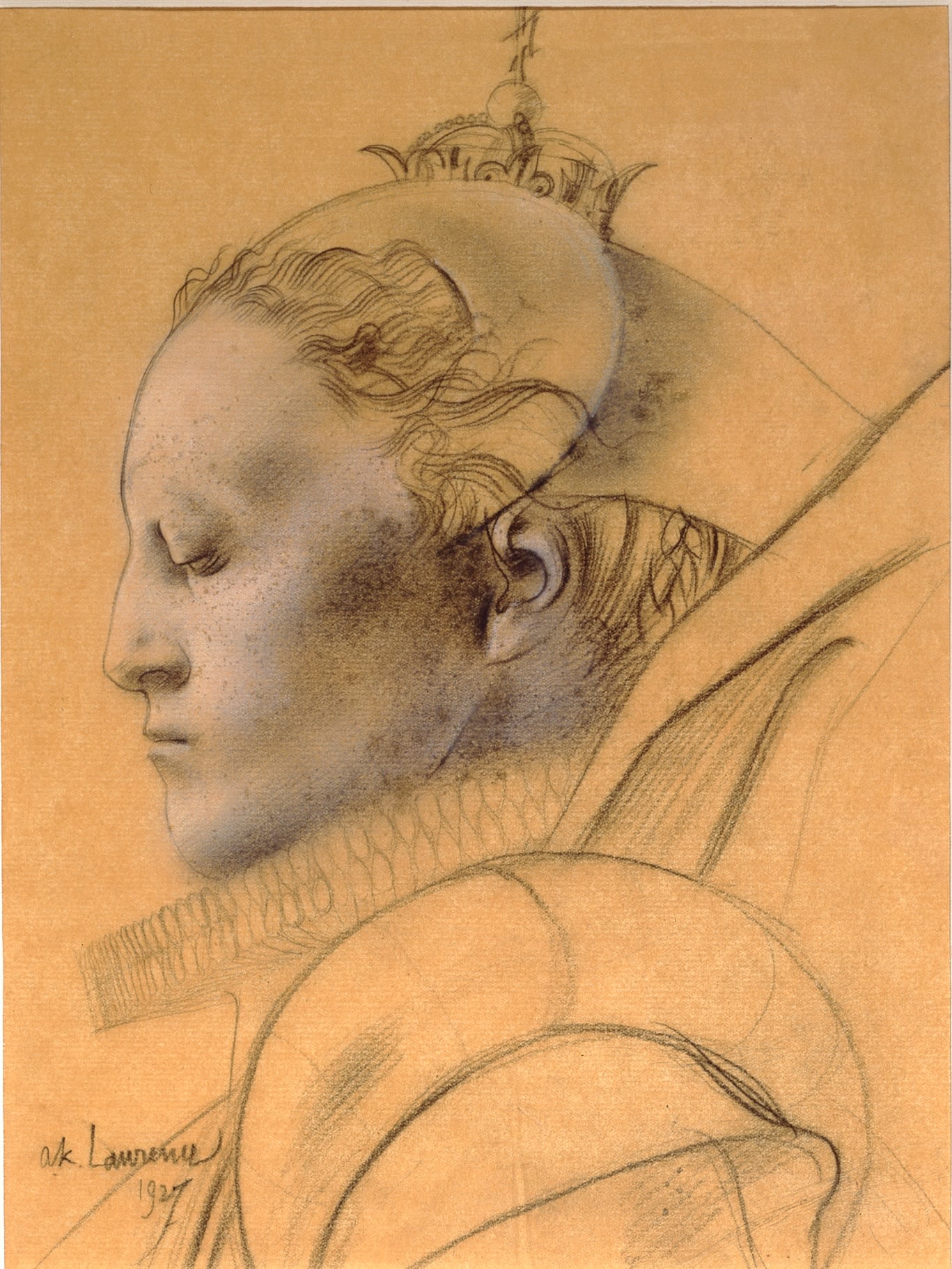Pencil drawing of Queen Elizabeth I in profile